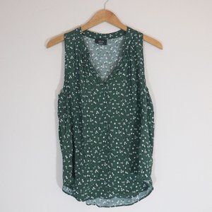 Green Floral VICI Top V Neck